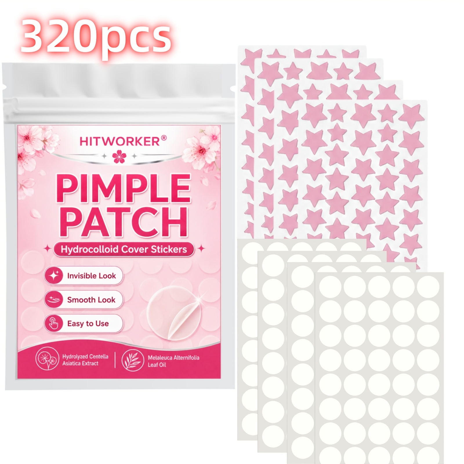 Hydrocolloid Acne Patch - 320PCS Plester Penutup Hidrokoloid Tak Terlihat,