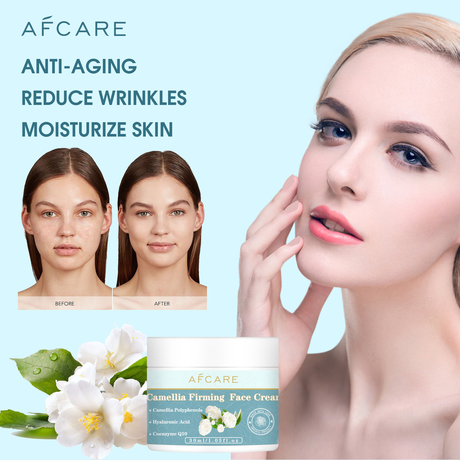 Coenzyme Q10 Cream - Camellia krim pengencang wajah, esens Anti