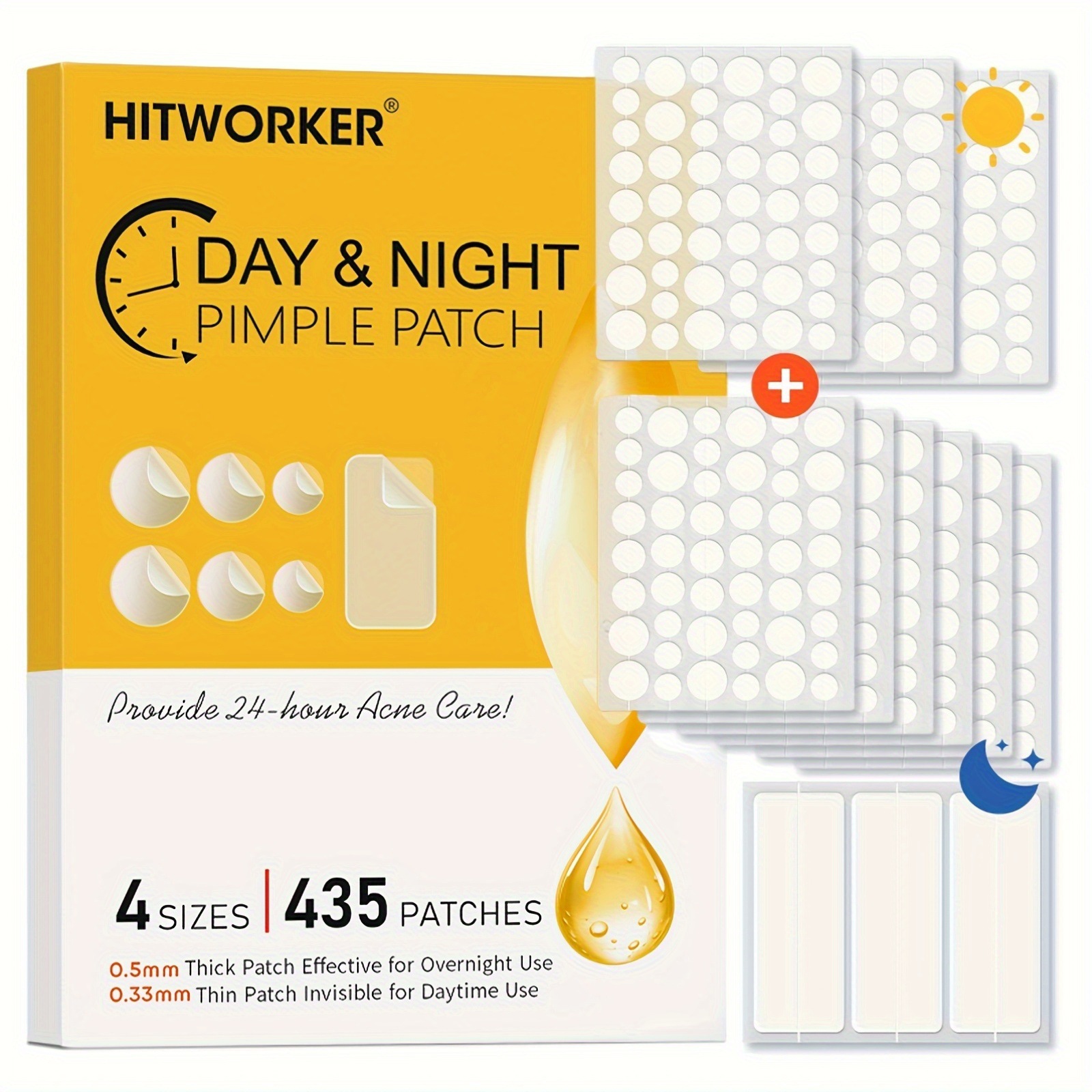 Hydrocolloid Acne Patch - 435 buah plester jerawat transparan, bebas